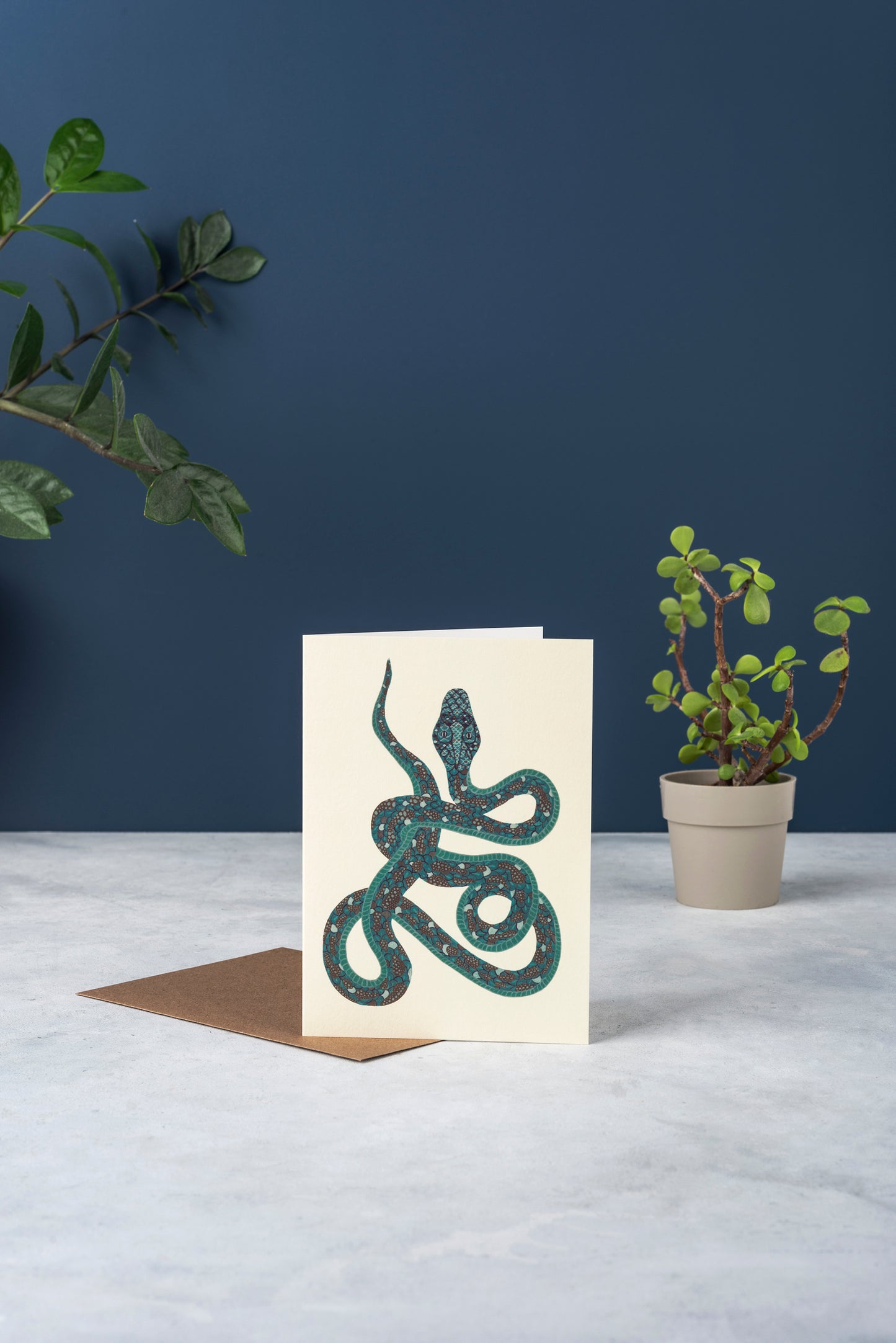Blue Serpent Blank Greeting Card