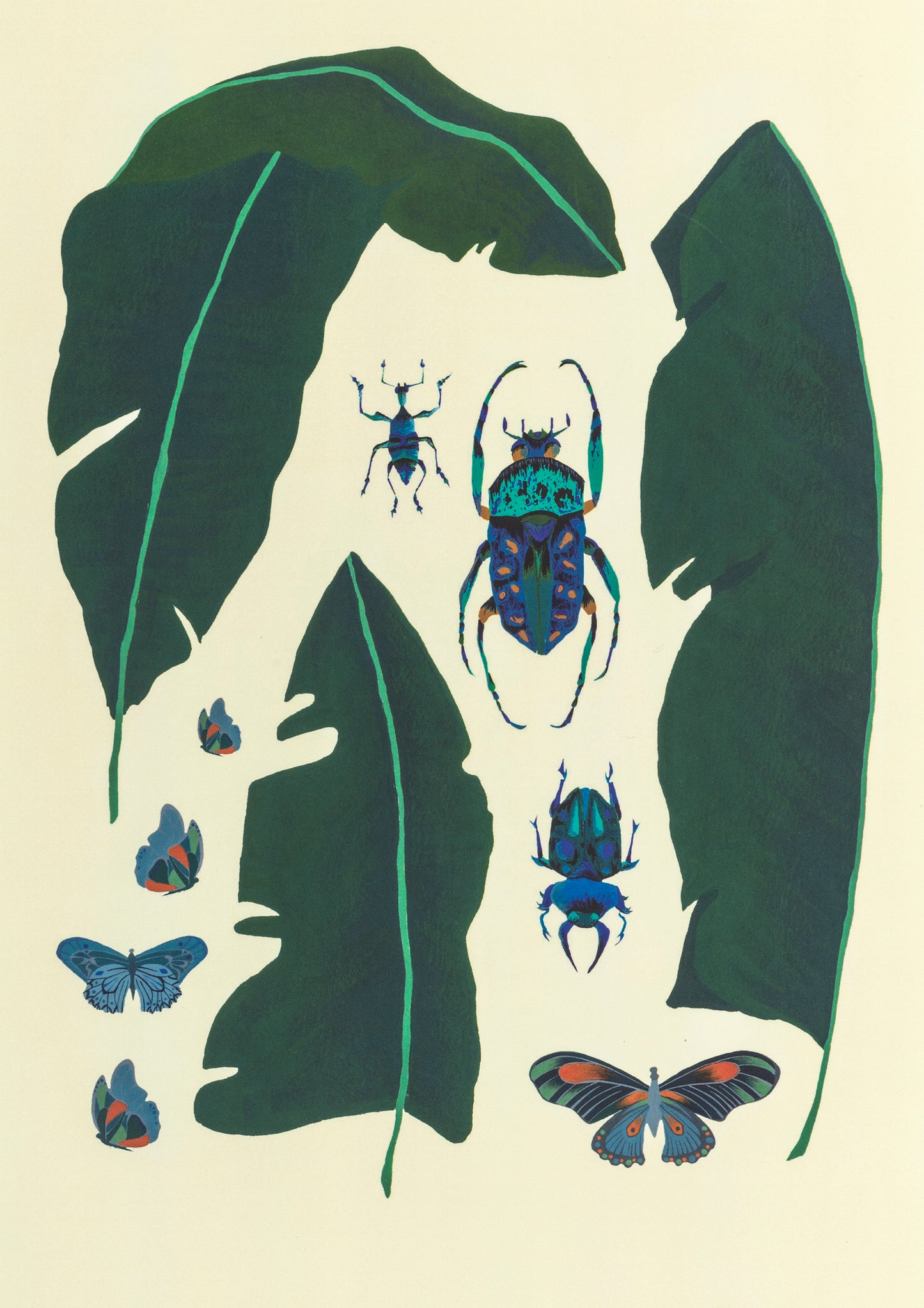Banana Leaves and Insects Greeting Card