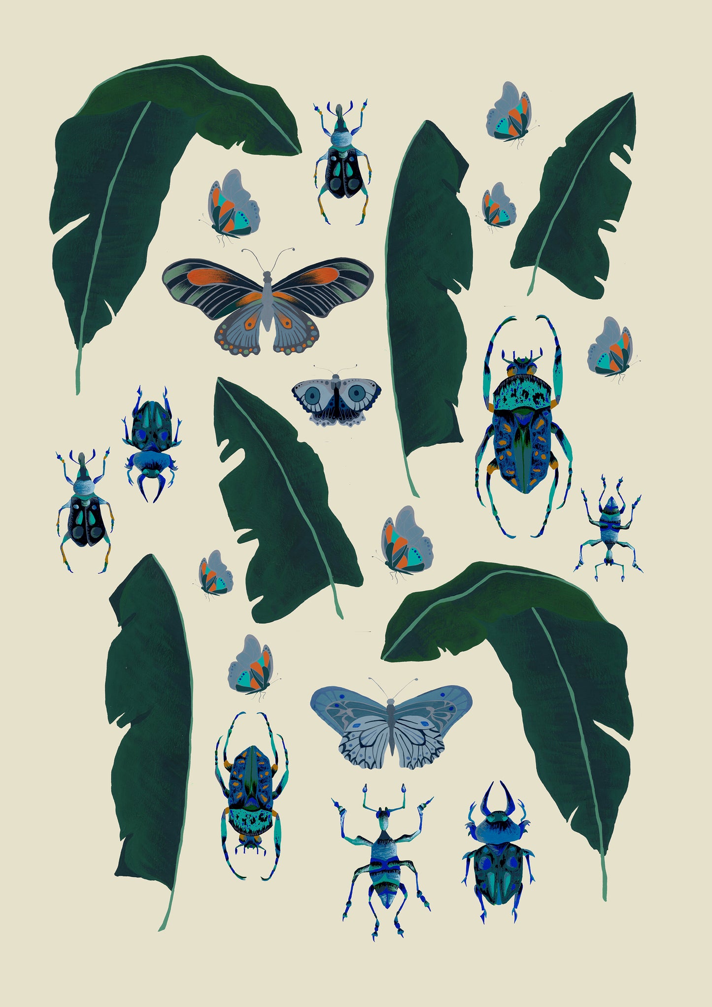 Tropical Flora and Fauna. A2 Art Print